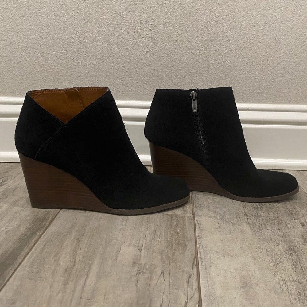 LUCKY BRAND YAKEENA WEDGE ANKLE BOOTIE BLACK SIZE 11